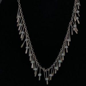 Silver and Pearls adjustable necklace